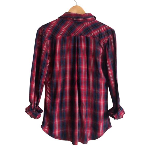 Rails Plaid Red Navy Button Down Pocket Shirt Size Small - Picture 2 of 4